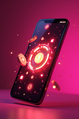 Smartphone with casino app screen