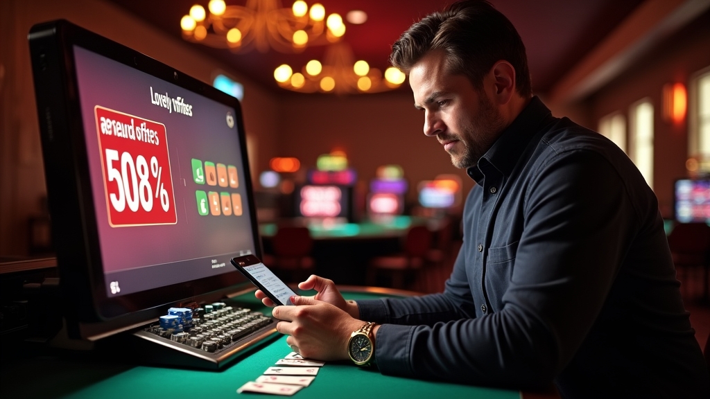 Returning player viewing a loyalty reward offer in a casino