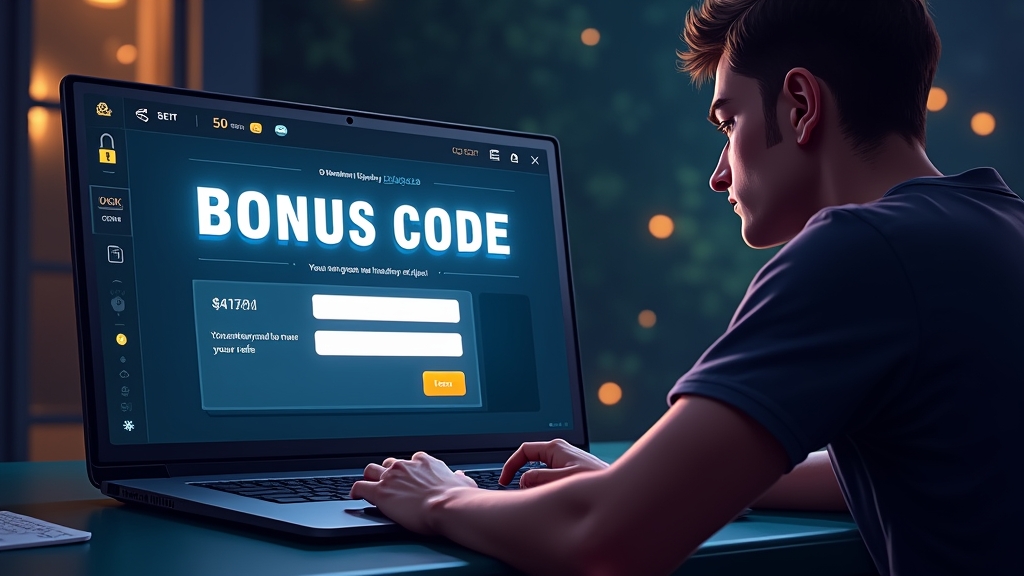 Player entering a bonus code safely on a secure casino form
